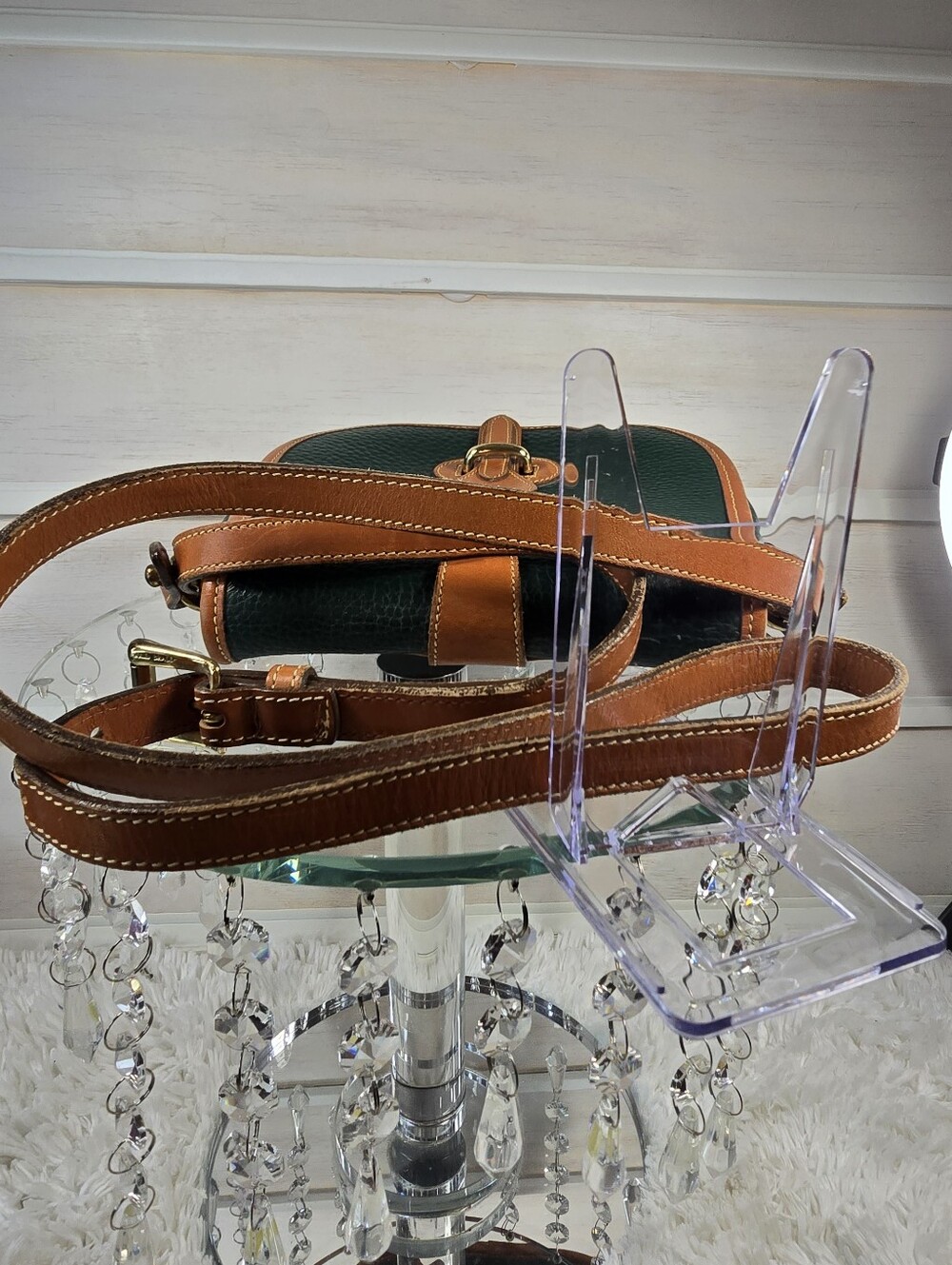 Vintage Dooney & Bourke Green and Tan All weather Leather Crossbody - Picture 8 of 16